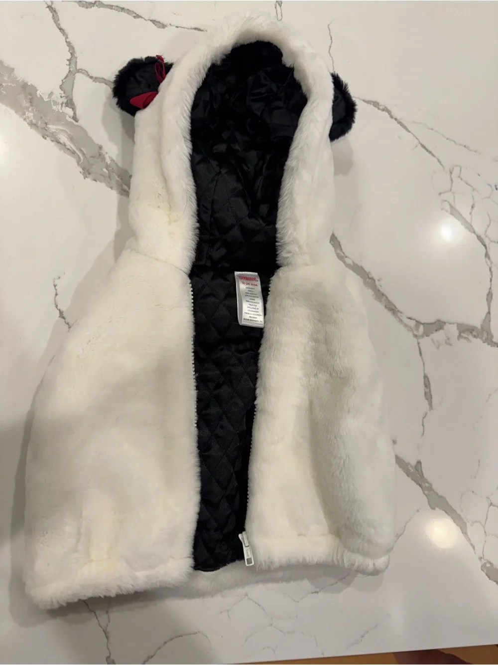 Gymboree Panda Faux Fur Quilted Lined Vest